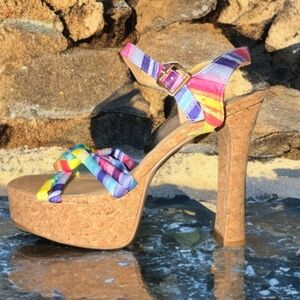 Colorful Strappy Rainbow 'Remy' Platform Sandals